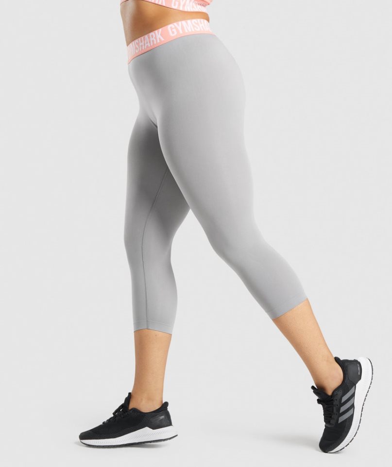 Women's Gymshark Fit Seamless Cropped Leggings Light Grey | NZ 1FDMRC